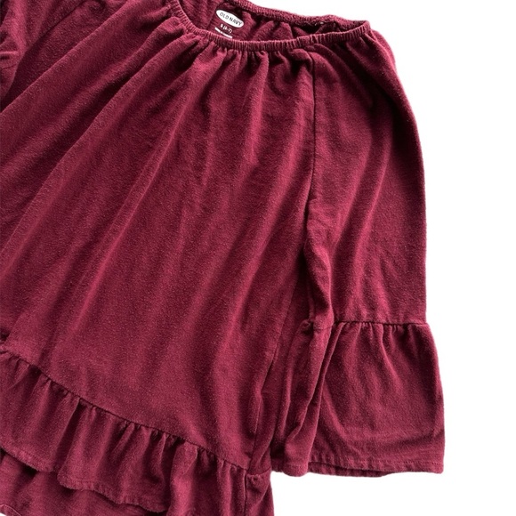 Old Navy Girls Burgundy Bell Sleeve Blouse Size 6-7 - Picture 2 of 6